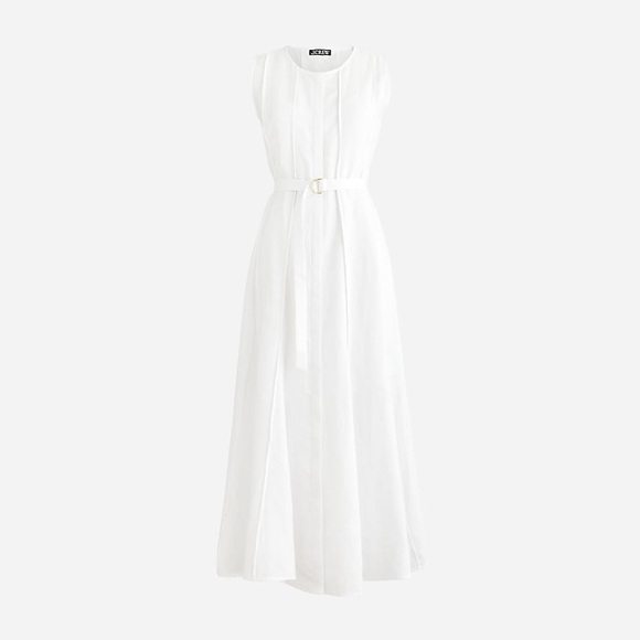 J Crew NWT Seamed Linen Dress with Removable Belt Size Small in White - Picture 6 of 16